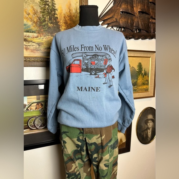Tultex Other - Vintage 80s-90s "50 Miles From Nowhere!" MAINE Crewneck Sweatshirt Size M